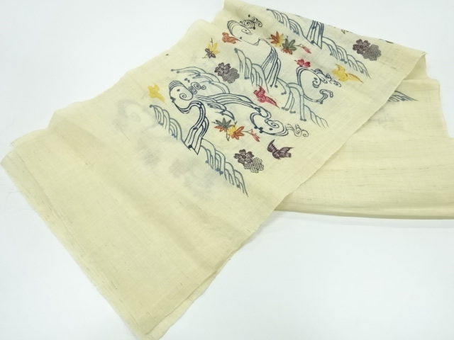 JAPANESE KIMONO / ANTIQUE CLOTH FOR NOREN / RYUKYU BINGATA / SAKURA